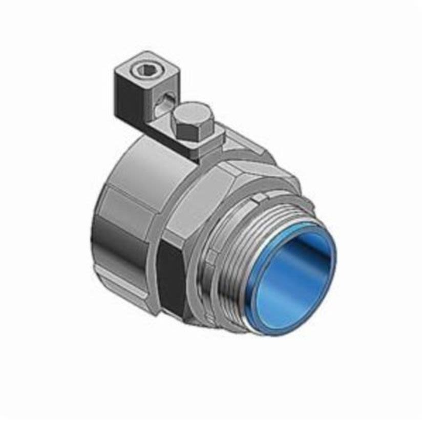 T&B 5234GR External Bonding Non-Insulated Straight Grounding Connector, 1 in Trade, Steel, Chromate Coated/Electro-Zinc Plated